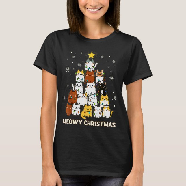 T-shirt Meowy Christmas Tree Merry Catmas Cat Lover For Me (Devant)