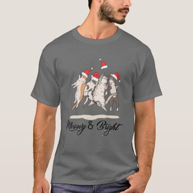 T-shirt Meowy Et Bright Funny Chat De Noël Pajama Kid Me (Devant)