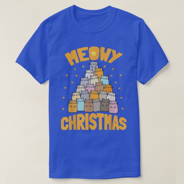 T-shirt Meowy Hanoukka Chat Arbre de Noël Juif Chanukah (Design devant)