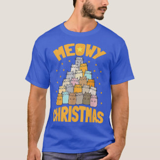 T-shirt Meowy Hanoukka Chat Arbre de Noël Juif Chanukah