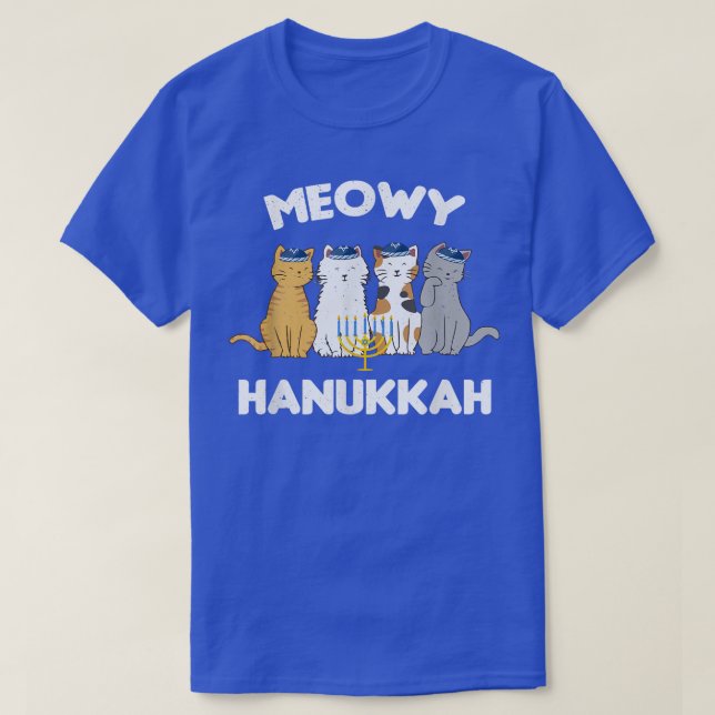 T-shirt Meowy Hanoukka Chats Kitten Animal juif Pet Lover (Design devant)