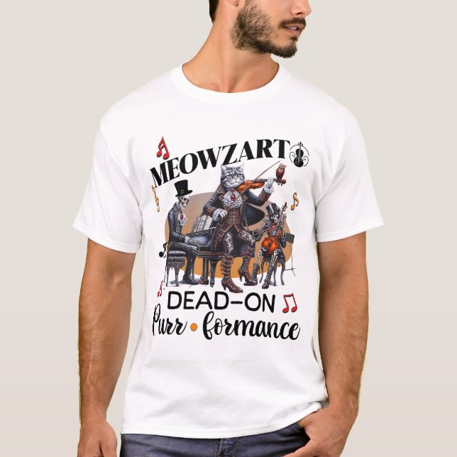T-shirt Meowzart : Orchestre de squelette de chat (Devant)