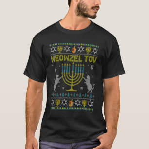 T-shirt Meowzel Tov Chanukah Juif Chat Propriétaire Ugly H