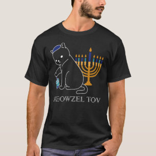 T-shirt Meowzel Tov Cute Cat Mazel Tov Menorah Hanoukka