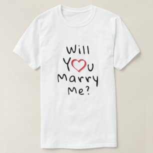 T-shirt M'épouseras-tu ? Coeur romantique rouge