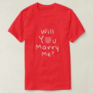 T-shirt M'épouseras-tu ? Coeur romantique rouge