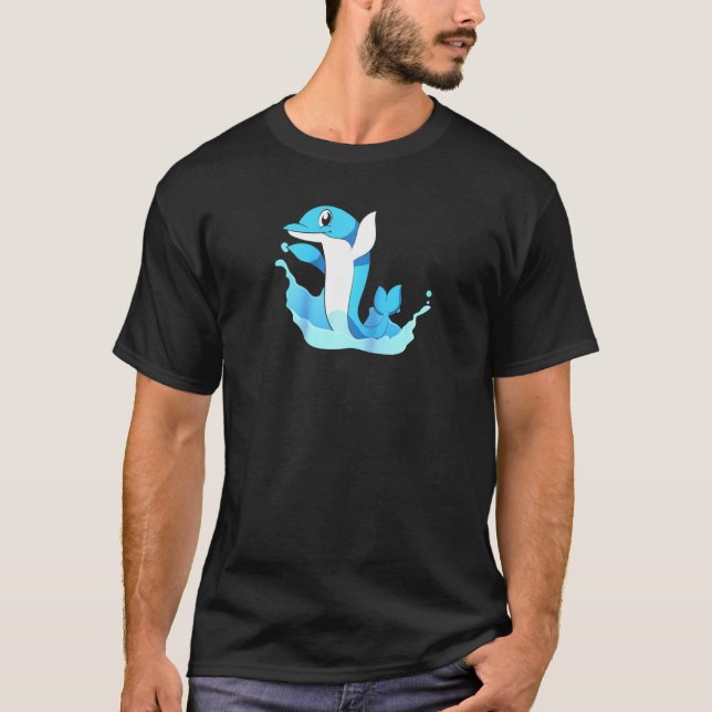 T-shirt Mer Animal Waves Ocean Dolphin Raglan Baseball Tee (Devant)