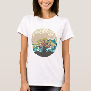 T-shirt Mer de coucher du soleil et arbre de baobab