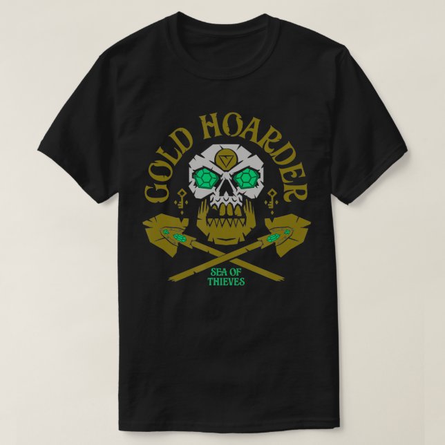T-shirt Mer de voleurs Or Hoarder Emerald Skull croisé (Design devant)