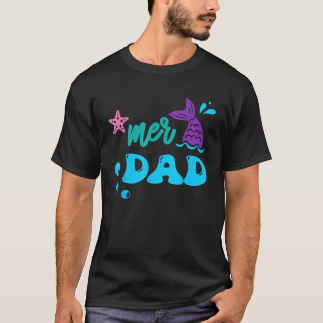 T-shirt Mer Papa Mermaid Correspondant Cadeaux Familiaux (Devant)