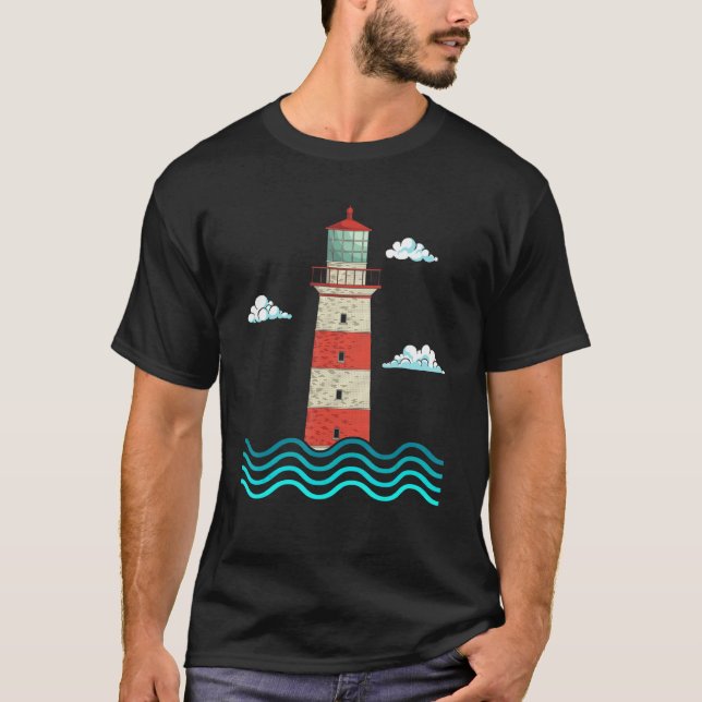 T-shirt Mer Waves Ocean Nautical Lighthouse (Devant)