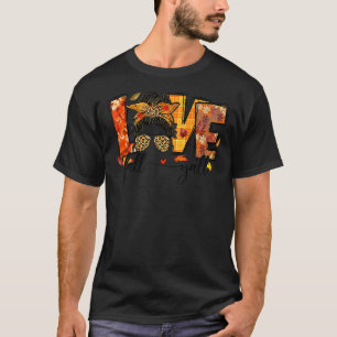 T-shirt Merci Amour Automne Yall Retro Automne Messy Bun T