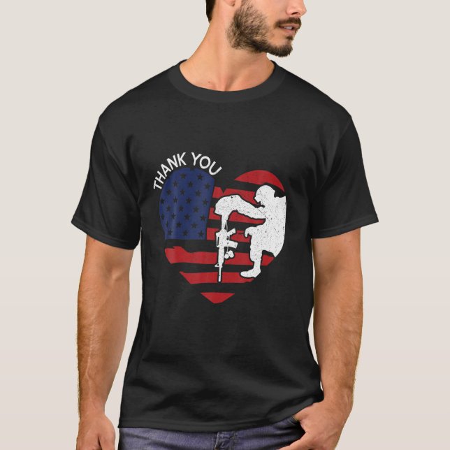T-shirt Merci Anciens Combattants Jour Américain Drapeau C (Devant)