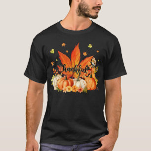 T-shirt Merci Citrouille feuille mignon Thanksgiving Fall
