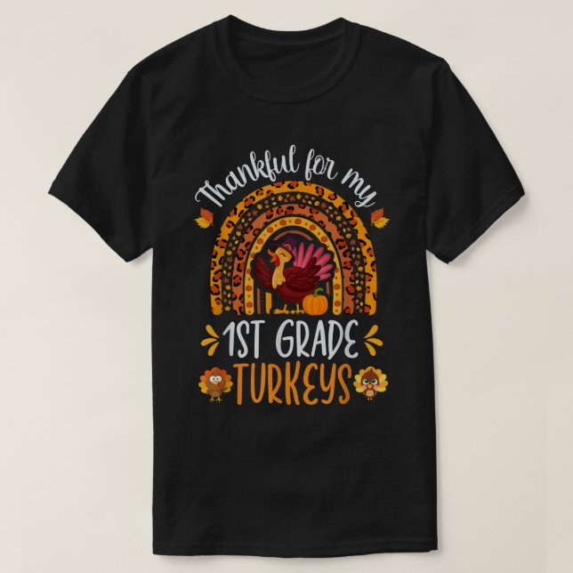 T-shirt Merci Pour Ma 1ère Classe Turkeys Fall Thanksgivin (Design devant)