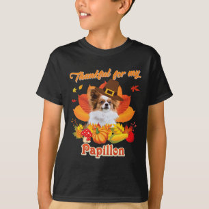 T-shirt Merci pour mon chien Papillon Thanksgiving Je suis