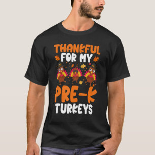 T-shirt Merci Pour Mon Pré-K Turkeys Thanksgiving Enseigna