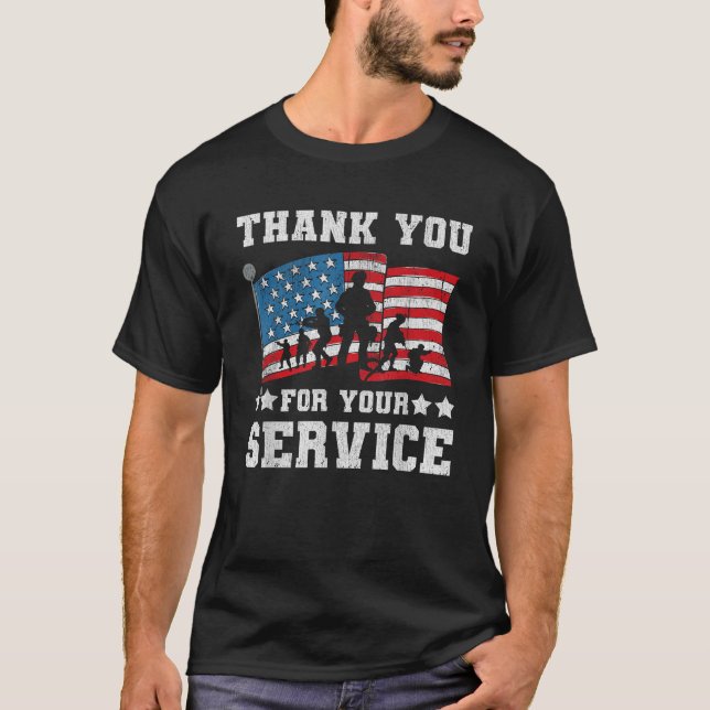 T-shirt Merci Pour Votre Service American Flag Military (Devant)