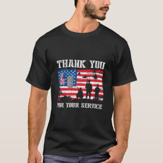 T-shirt Merci pour votre service Drapeau américain des vét