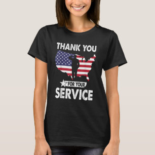T-shirt Merci Pour Votre Service Vintage American Flag V