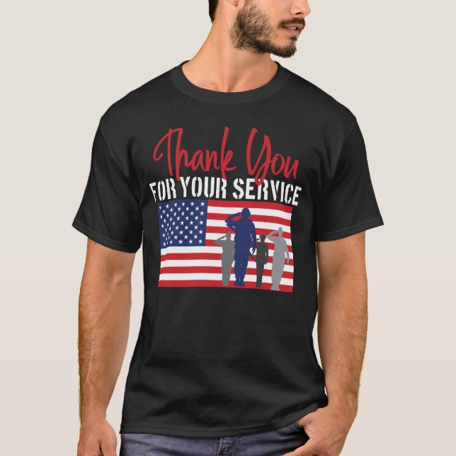 T-shirt Merci pour votre vétéran patriote de service (Devant)