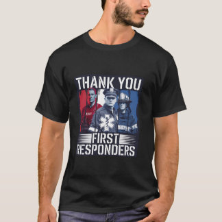 T-shirt Merci premiers intervenants Patriotique EMT Police