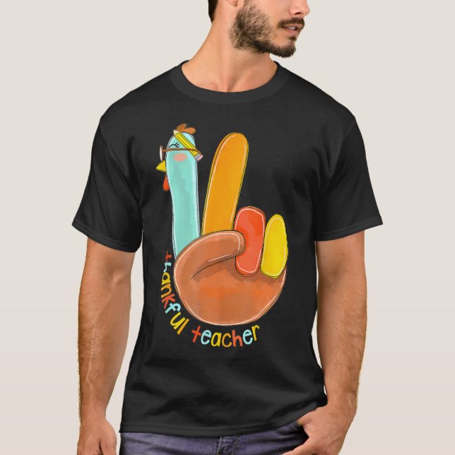 T-shirt Merci Professeur amusant Thanksgiving Peace Hand S (Devant)