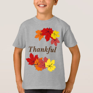 T-shirt Merci Rouge Orange Jaune Automne Feuilles de l'éra