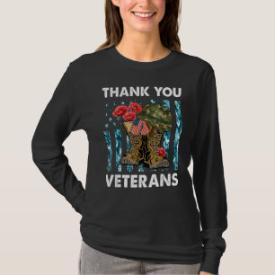 T-shirt Merci Vétéran Bottes de combat Fleurs Vétéran Da