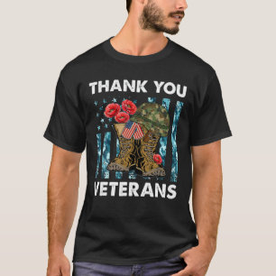 T-shirt Merci Vétérans de combat Bottes de coquelicot Vétè