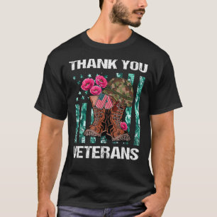 T-shirt Merci Vétérans de combat Bottes de coquelicot Vétè