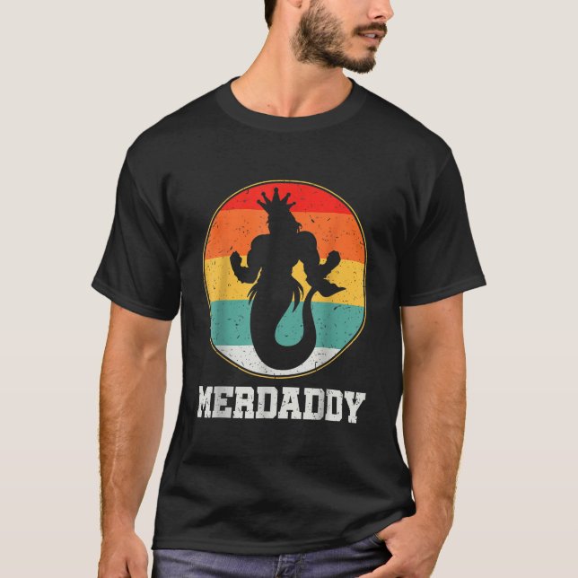 T-shirt Merdaddy Sécurité Merman Mermaid Daddy Fish Père (Devant)
