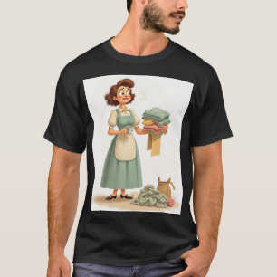 T-shirt Merde Maman Chaos Lessive Femme au Foyer Vint