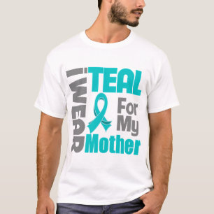 T-shirt Mère - appui turquoise de Cancer ovarien de ruban