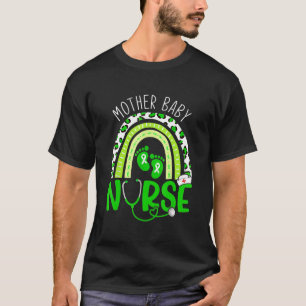 T-shirt Mère Bébé Infirmière Green Leopard Rainbow Ribbon