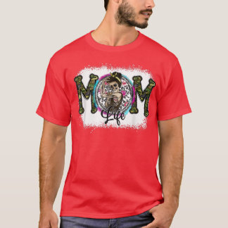 T-shirt Mère blanchie Vie Léopard Squelette Camoue Mère