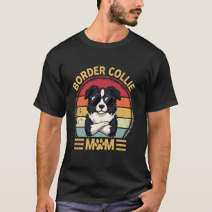 T-shirt Mère Border Collie Vintage Fillettes Femmes Chien