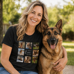 T-shirt Mère chien GSD maman photo collage noir