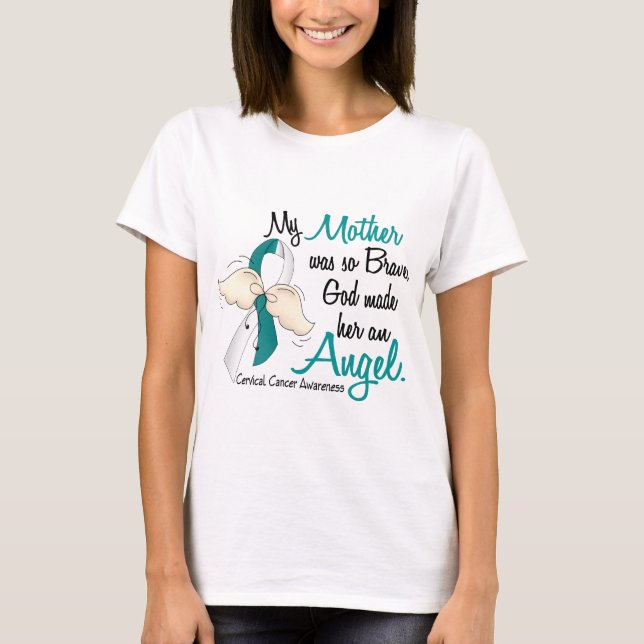 T-shirt Mère de cancer du col de l'utérus de l'ange 2 (Devant)