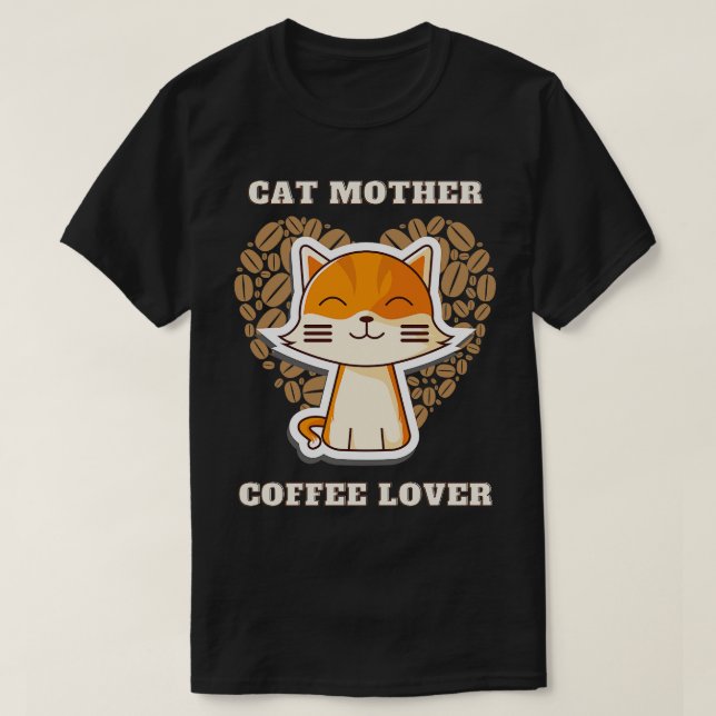 T-shirt Mère de chat amant de café 212 (Design devant)