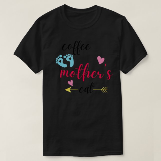 T-shirt Mère de chat Amateur de café 162 (Design devant)