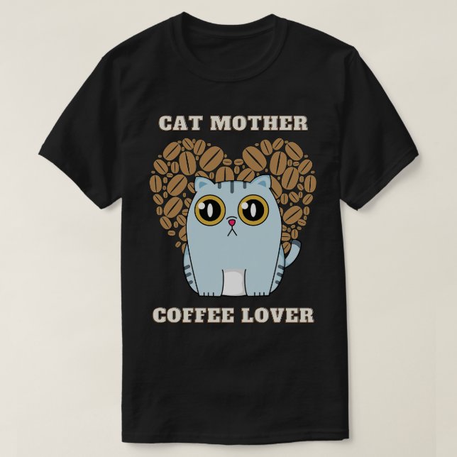 T-shirt Mère de chat amateur de café 211 (Design devant)