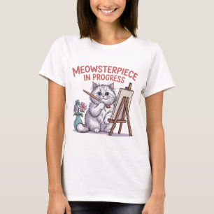 T-shirt Mère de chat artiste peintre chat drôle et duveteu