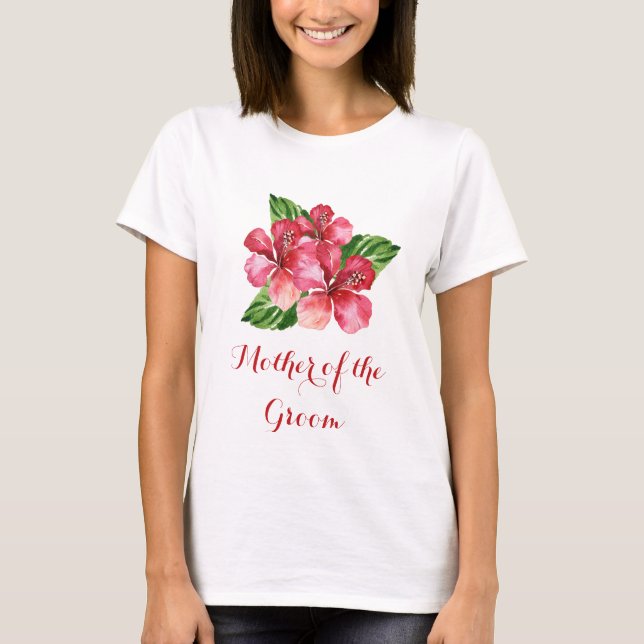 T-shirt Mère de la chambre Floral Tropical Hibiscus Rouge (Devant)