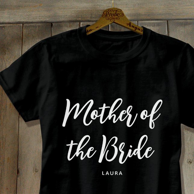 T-shirt Mère de la mariée Mariage Personnalisé noir blanc (Créateur téléchargé)
