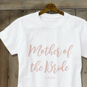 T-shirt Mère de la mariée mariage rose poudré blanc