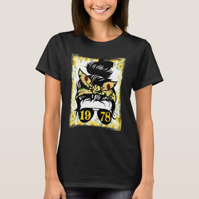 T-shirt Mère De Tournesol Née En 1978 Jardin D'Anniversair (Devant)