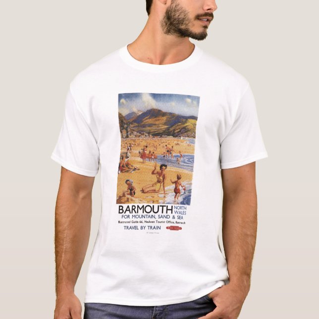 T-shirt Mère et enfants British Rail de scène de plage (Devant)