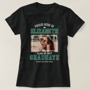T-shirt Mère fière Photo Diplômé Mère Vert