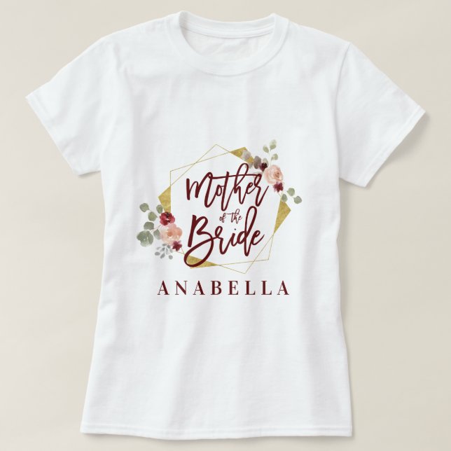 T-shirt mère florale de la mariée douche nuptiale (Design devant)